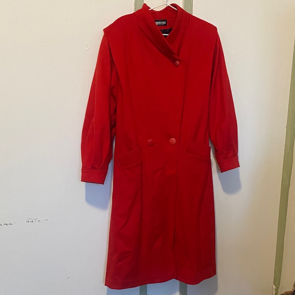 Vintage 80s Prima Lana Women’s Red Wool Midid Dress Coat